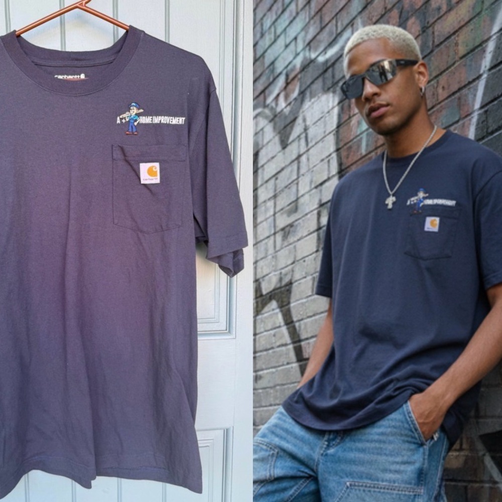 Vintage Carhartt x "A+ Home Improvement" Graphic Pocket T-Shirt Mens M